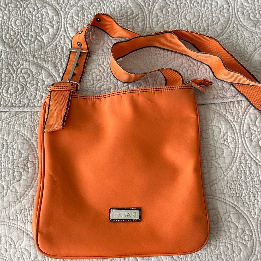Hadaki Orange Nylon Crossbody Bag
